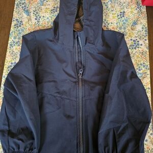 London Fog Dark Blue Hooded Raincoat